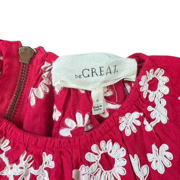 The Great. The Heirloom Cotton Midi Dress Red - Picture 4 of 11
